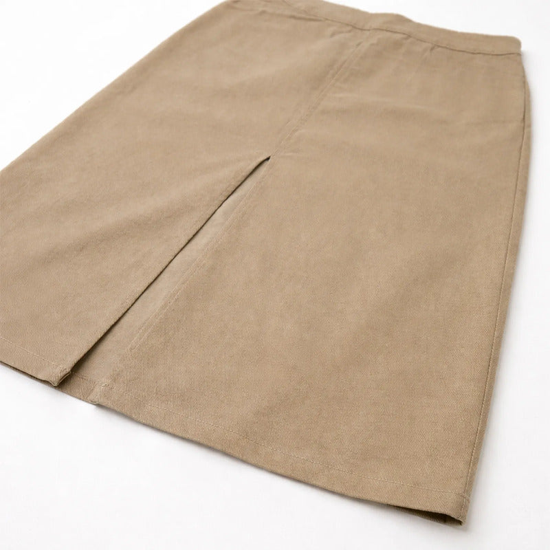 Falda Casual De Tiro Alto Con Slit Frontal Marca Stop® Beige Lisa M