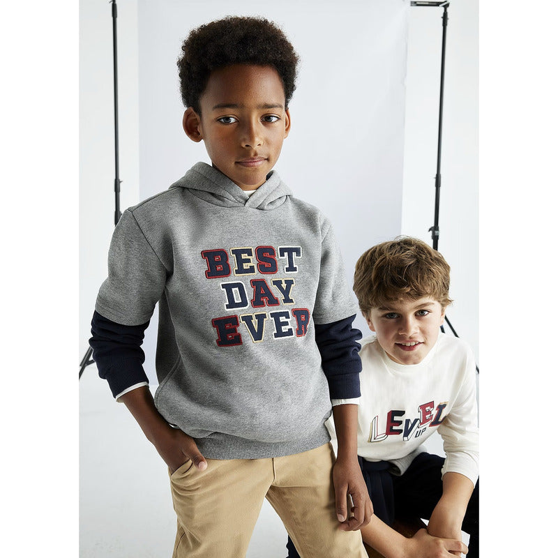Sudadera Doble Manga Larga Para Niño 7444 Marca Mayoral® 8 Años Gris Oscuro Lisa