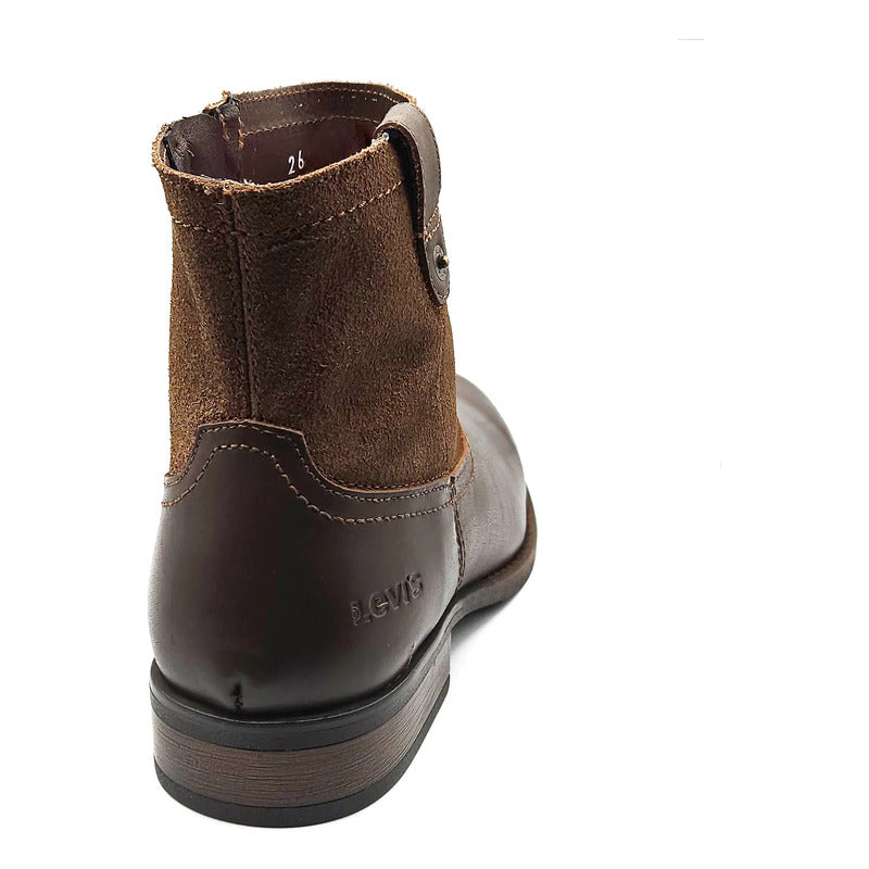 Bota Elegante De Piel Para Caballero M.l2126531 Marca Levís® Marrón Liso 27 Mx