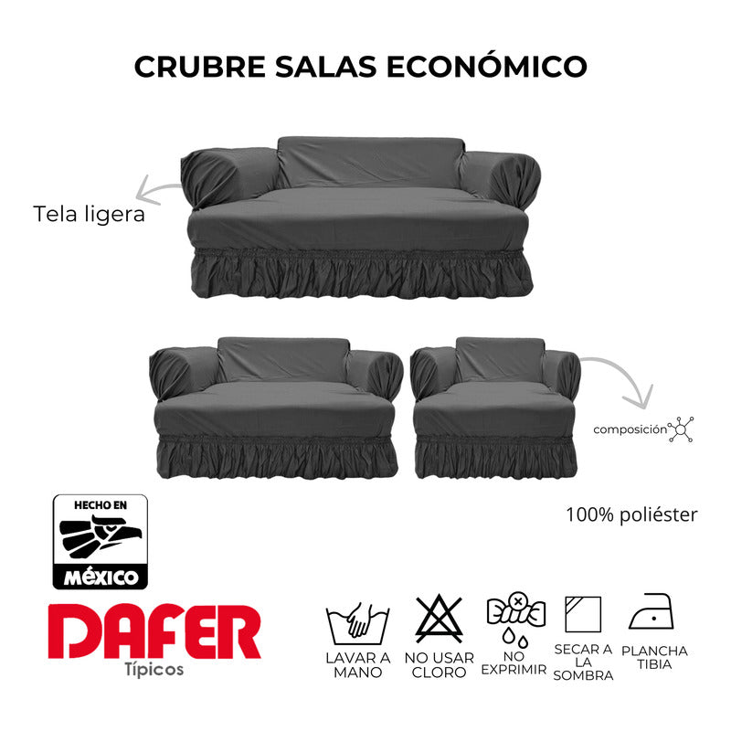 Cubresalas Económico Liso 3 Plazas Faldón Ajustable