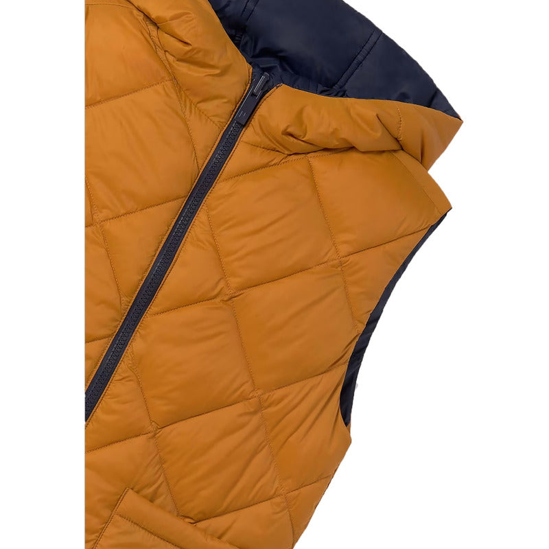 Chaleco Reversible Con Gorro Para Niño M.7397 Marca Mayoral® Azul Oscuro/mostaza Lisa 14