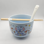 Tazón Ramen De Cerámica + Cubiertos Stitch 600ml Fun Kids® Azul Claro