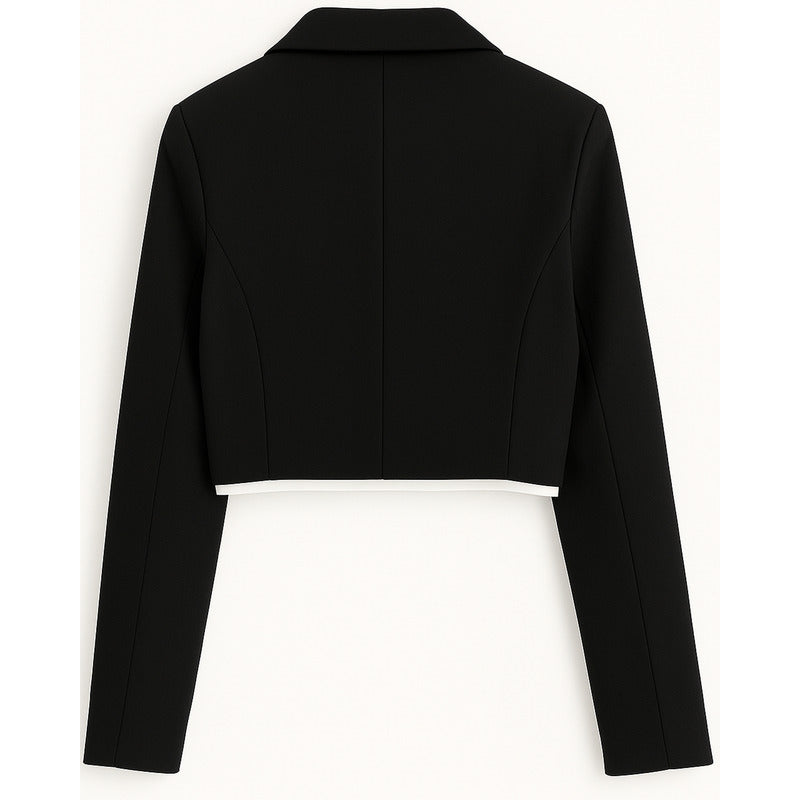 Blazer Casual Corto Para Dama Mod. Bj07377 Marca. Blashe® Negro Lisa L