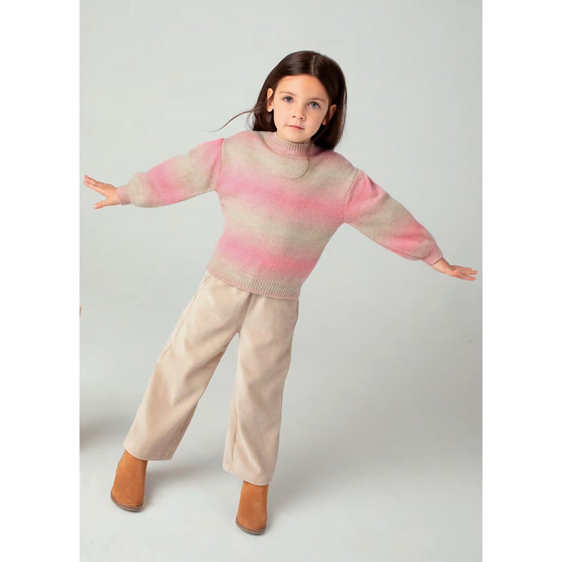 Suéter Tejido Para Niña Mod.4360 Marca Mayoral® Rosa Líneas 6