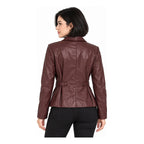 Chamarra Vinipiel Para Mujer Mod. Dscm0001 Marca Lob® Tinto M Vinipiel