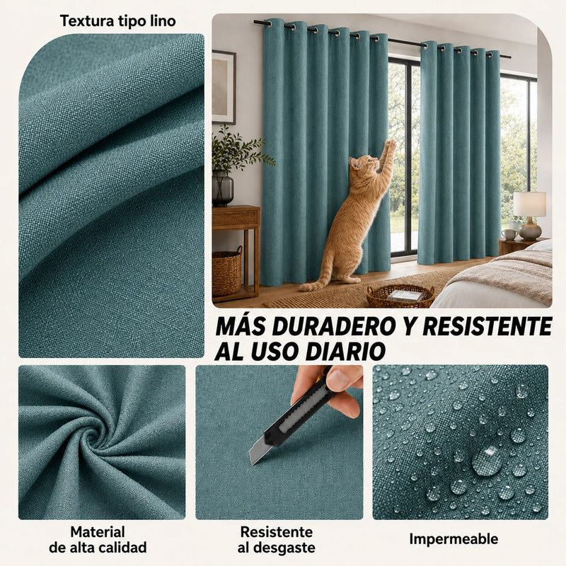 Set De Cortinas Blackout  Impermeables 1.37 X 2.13mts Luna® Verde Menta