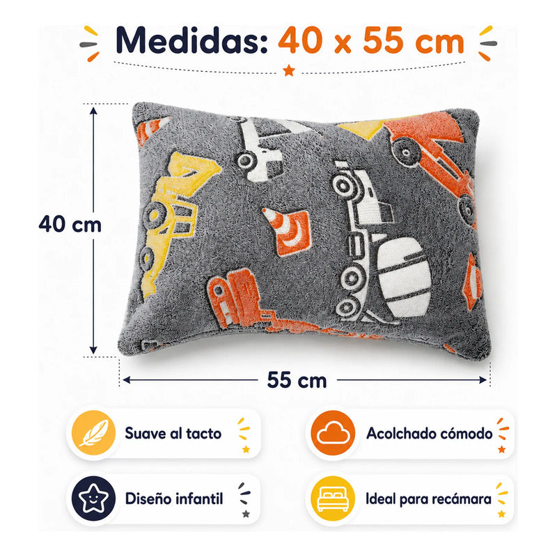 Almohada Infantil Pillow Suave Con Diseño Gris
