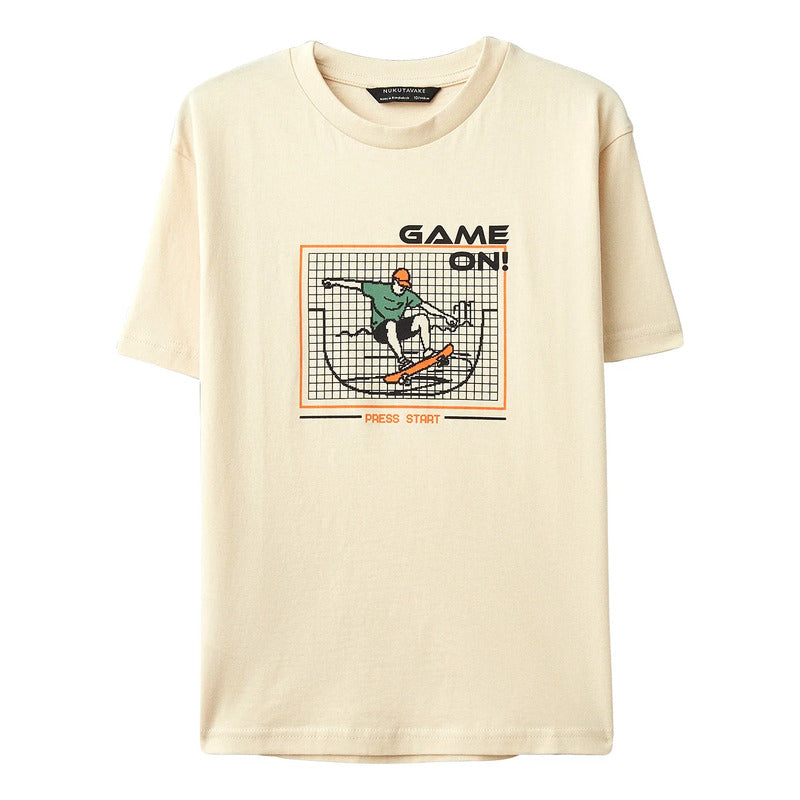 Playera Casual De Algodón Juvenil M.6040 Nakutavake Mayoral® Beige Game On 14 Estampa Localizada