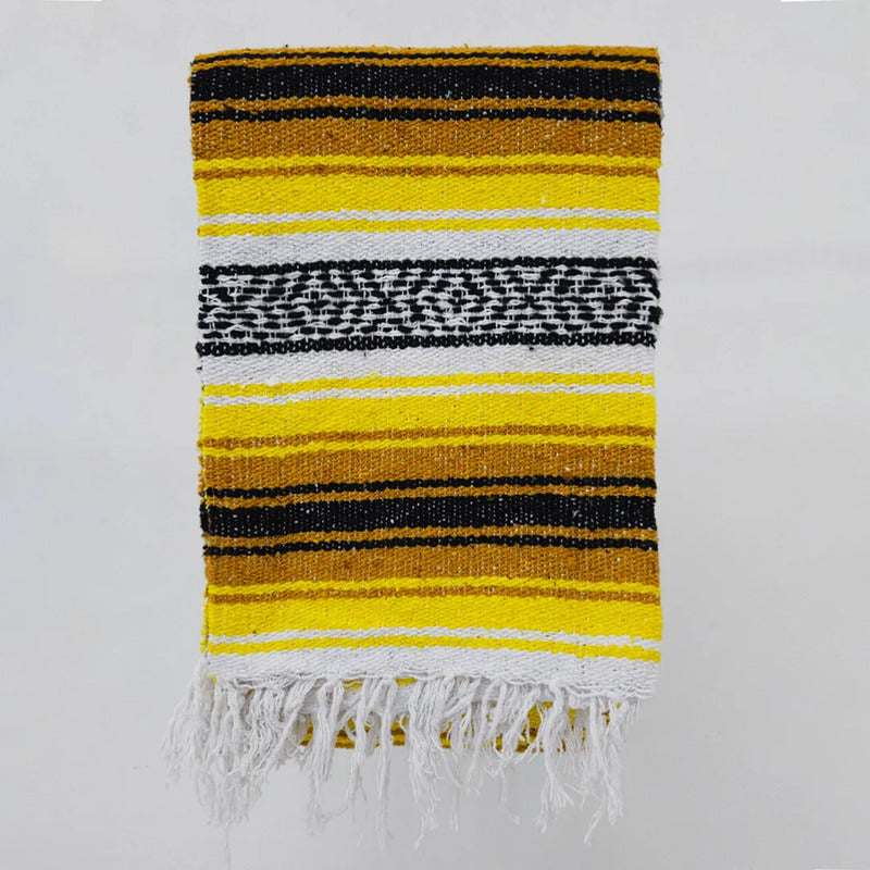 Falsa Artesanal 1.90m X 1.20m Cobija Multiusos Mexicana Geométrico 1 Kg Amarillo