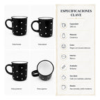 Taza De Ceramica Con Puntos 340ml Mod. 1744-60 Negro Puntos