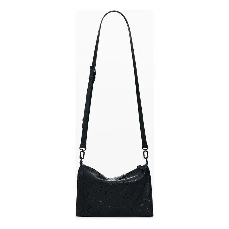 Bolso Mediano Diseño Floral 26saxpam/2000 Marca Desigual® Negro Floreado Níquel