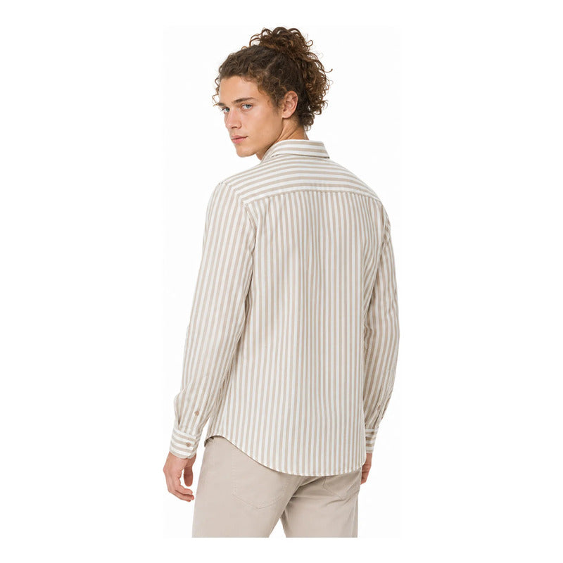 Camisa Antiarrugas Ligera Para Hombre B61408 Marca Bobois® Multicolor Rayas Xg