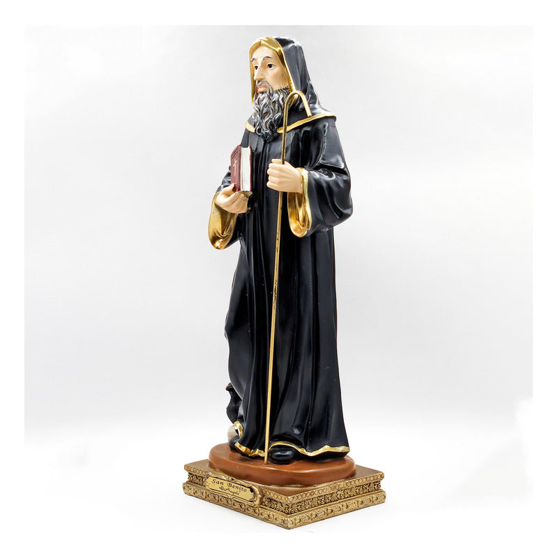 Imagen Religiosa De Resina San Benito 30cm Multicolor