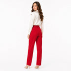 Pantalón Semi Formal Para Mujer Mod.185-23 London Fashion® Cereza Lisa Ch