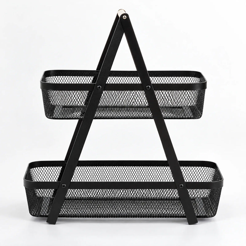 Frutero De Doble Piso Rectangular De Malla De Hierro Nuvó® Negro 1759-166