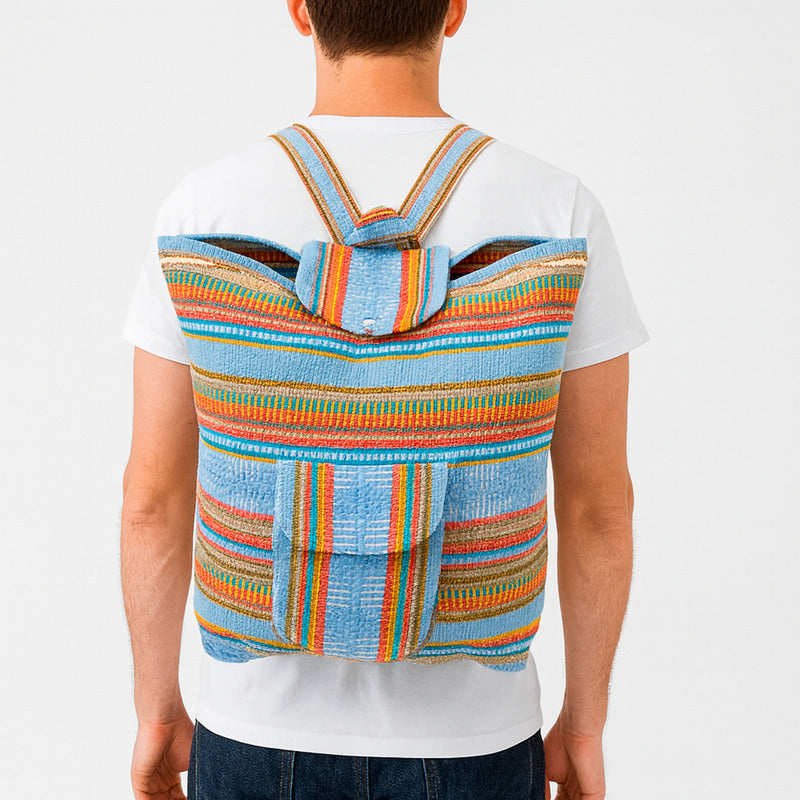 Mochila Artesanal Tejida Tipo Morral Con Bolsillo Frontal 10kg