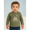 Playera Para Bebe Mod.2007 Marca Mayoral® Verde Musgo Animales Del Bosque 12 Meses Estampa Localizada