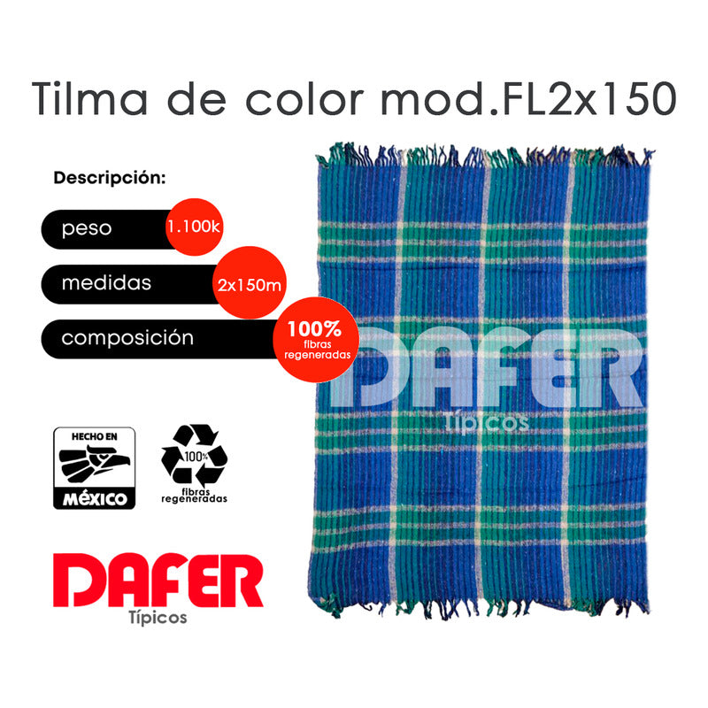 Cobija Mexicana Tilma De Color Mod.fl 2x1.50m Económica Cuadros 1.1 Kg Morado