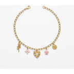 Collar Dorado Para Mujer Con Dijes Románticos Bisutería Fina Dorado
