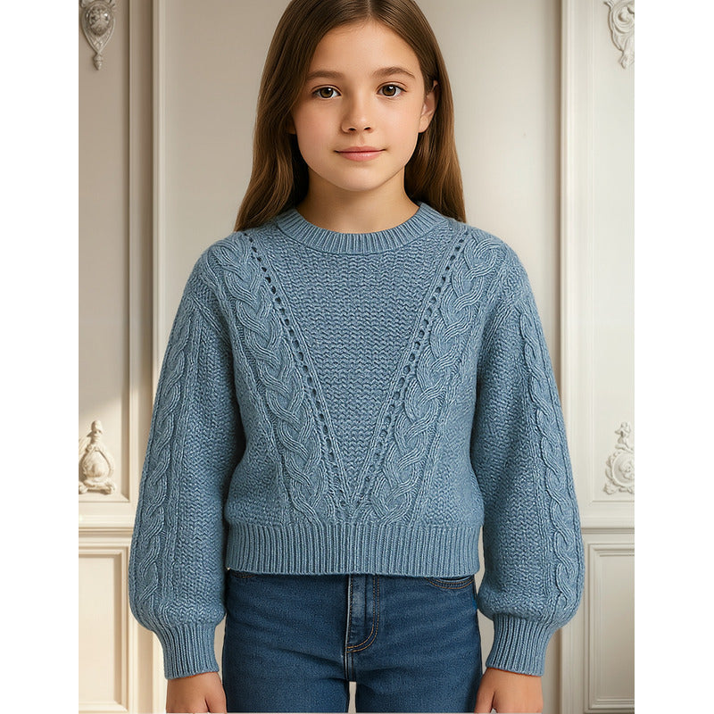 Sueter Tejido Corto Para Niña Mod.7310 Añil Marca Mayoral®