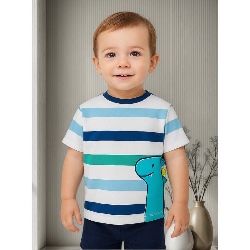 Playera Comoda Para Bebé Mod.1002 Marca Mayoral® Multicolor Dinosaurio 4-6 Meses Lisa