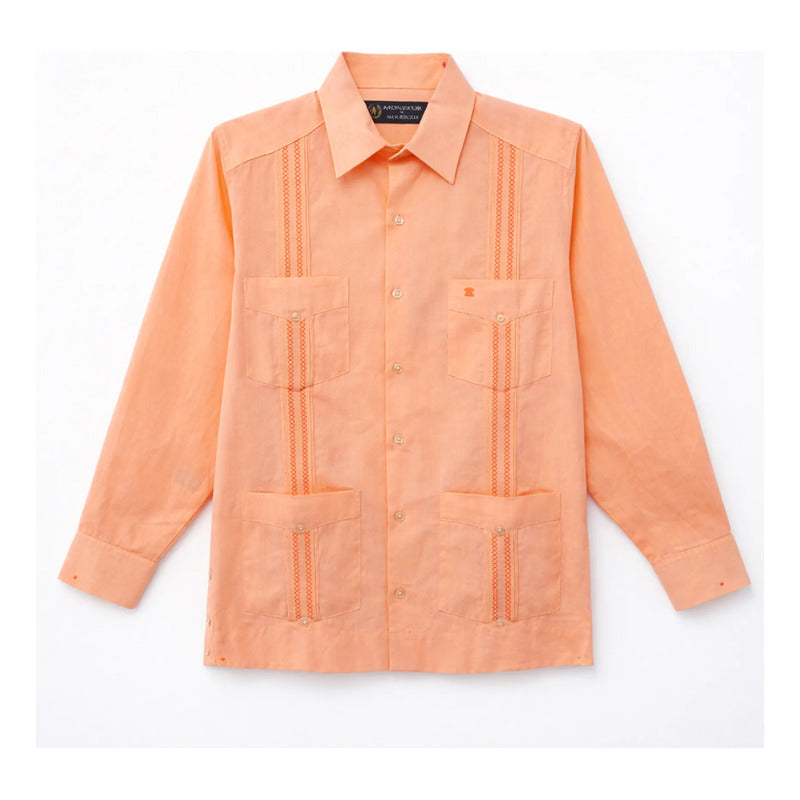 Guayabera Para Caballero Mod.mo012152 Marca Monsieur® Melon Ch