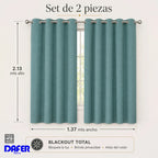 Set De Cortinas Blackout  Impermeables 1.37 X 2.13mts Luna® Verde Menta