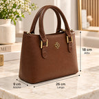 Bolso De Mano Para Mujer Mod. Ji 3017 Marca Jaime Ibiza® Marrón Lisa Níquel