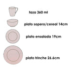 Vajilla Redonda De Porcelana 16pz 4 Personas Love&lemons® Azul