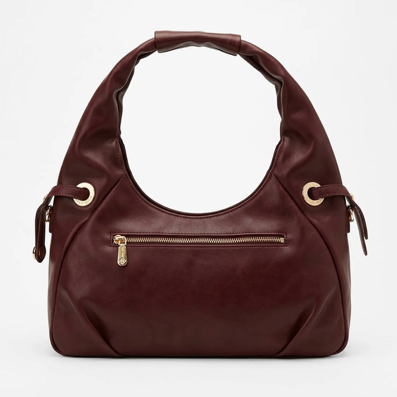 Bolso Hobo Para Mujer Mod. Ji 2998 Marca Jaime Ibiza® Vino Lisa Níquel