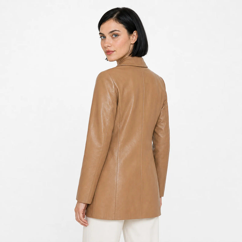 Blazer Vinipiel Para Mujer Mod. T23200 Marca Bobois® Camello Ch Lisa