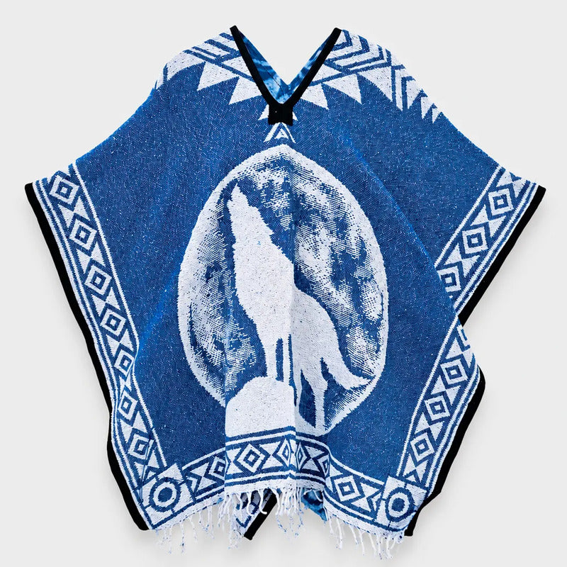 Jorongo Gaban Artesanal Mexicano Colores Lobo Azul Oscuro Lobo Xg