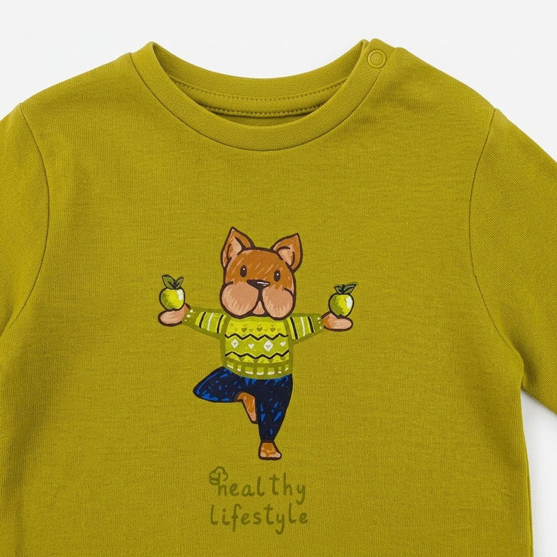 Playera Casual Para Bebé Mod.2015 Marca Mayoral® Aguacate Perrito 6 Meses Lisa