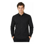 Camisa Semi Formal Para Hombre Mod.5030 Marca Manchester® Negro Lisa 17