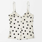 Blusa Cuello Drapeado Para Mujer Mod.2896pm Marca Exotica® Beige Lunares Ch