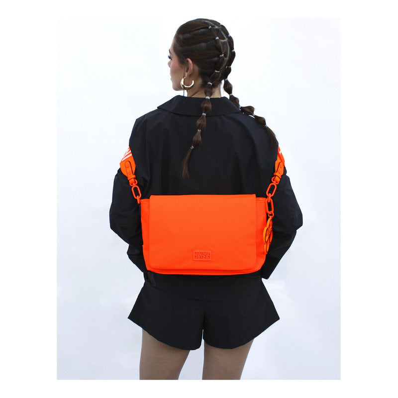 Bolso Para Mujer Mod. Ji2447 Marca Jaime Ibiza® Naranja/neón Lisa Níquel Naranja Neon