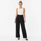 Pantalon Con Cinturon Para Mujer Mod. Kf099 Marca Julys® Negro Lisa M