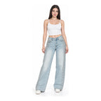 Pantalón Recto Holgado Jeans Para Mujer Dxd0626 Marca Doux® Mezclilla Lisa 0