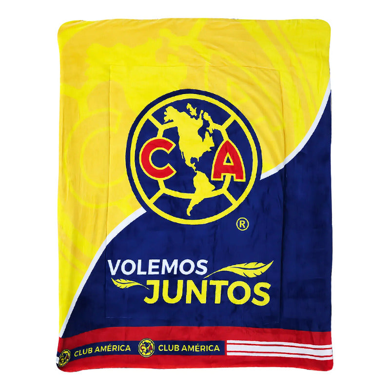 Cobertor Edredón De Borrega Matrimonial Providencia® Futbol América 1 Kg Multicolor
