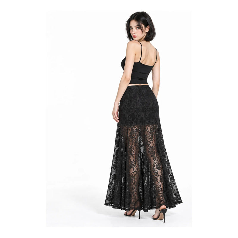 Falda De Encaje Con Forro Corto Integrado X63101 Bobois® Negro Encaje M