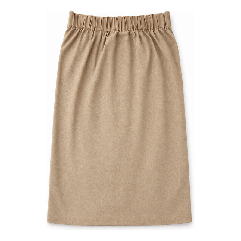 Falda Casual De Tiro Alto Con Slit Frontal Marca Stop® Beige Lisa M