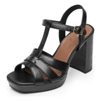 Sandalia Tacón Alto Para Mujer Mod.134401 Marca Flexi® Negro Liso 25.5 Mx