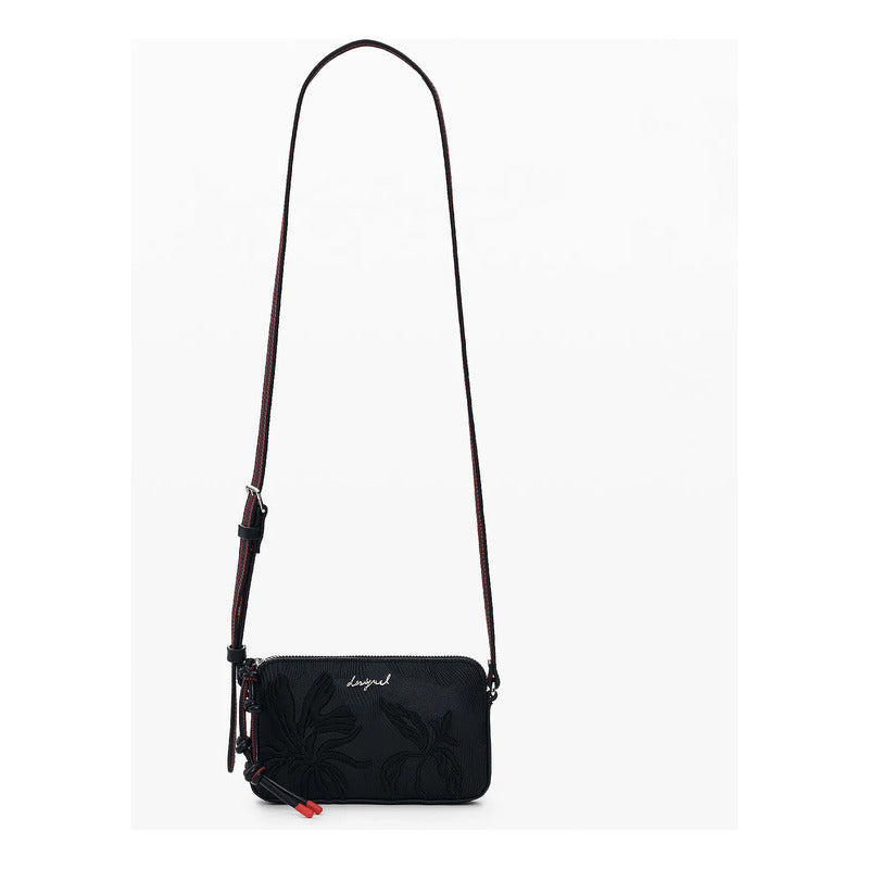 Monedero Bandolera Pequeño Mod. 26sayp14/2000 Desigual® Negro Floreado
