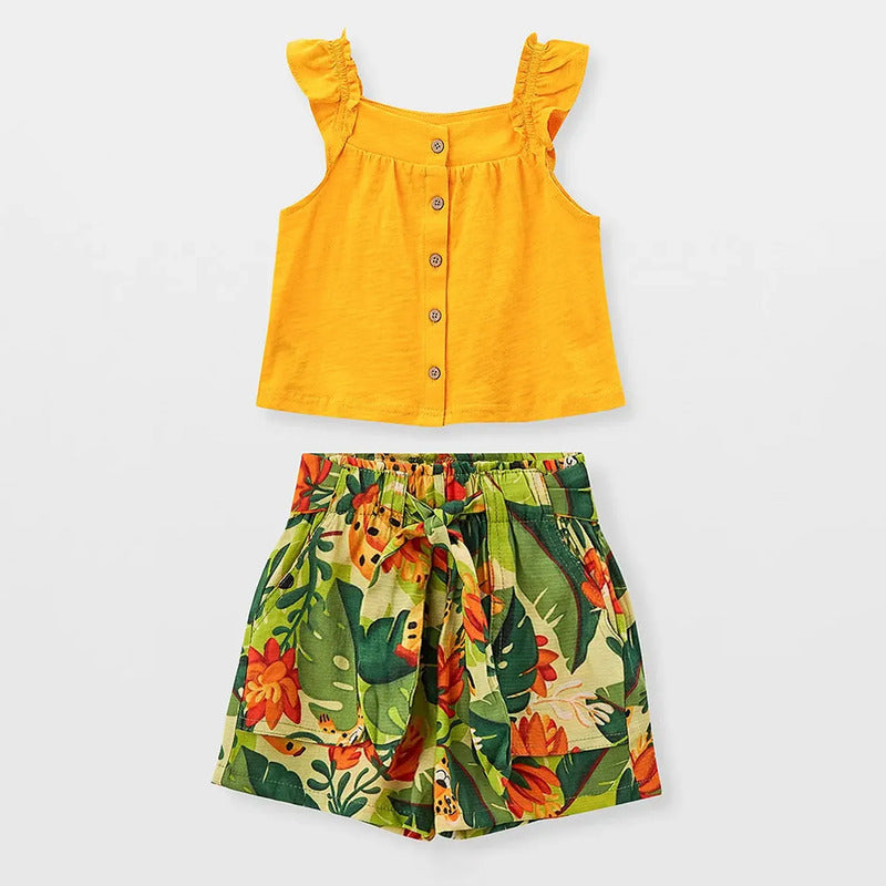 Conjunto Para Niña Short+blusa Mod.3281 Marca Mayoral® Banana Floreado 7 Años