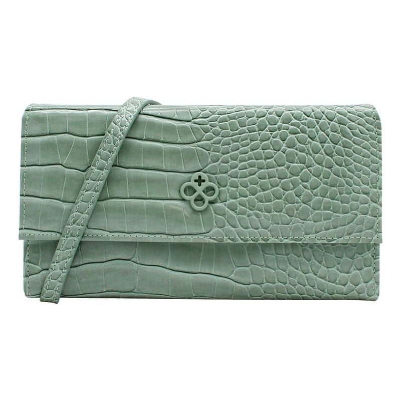 Cartera Mediana Crossbody Para Dama Mod. Ji 532 Jaime Ibiza® Aqua Croco Croco