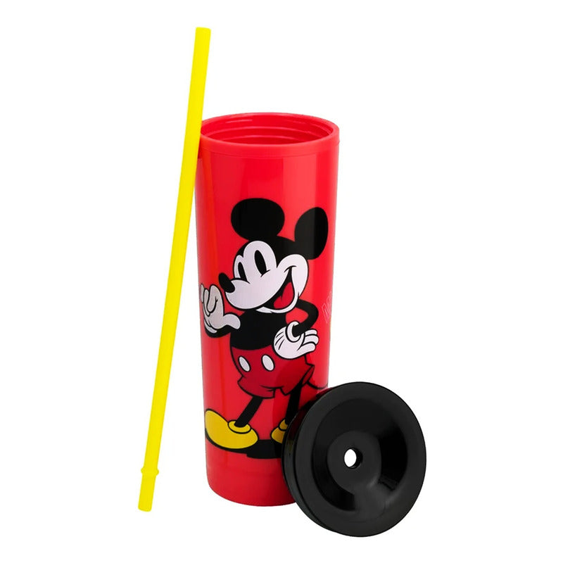 Vaso Térmico Doble Pared Con Popote 450ml Diseños Animados Multicolor Mickey 2415-4695