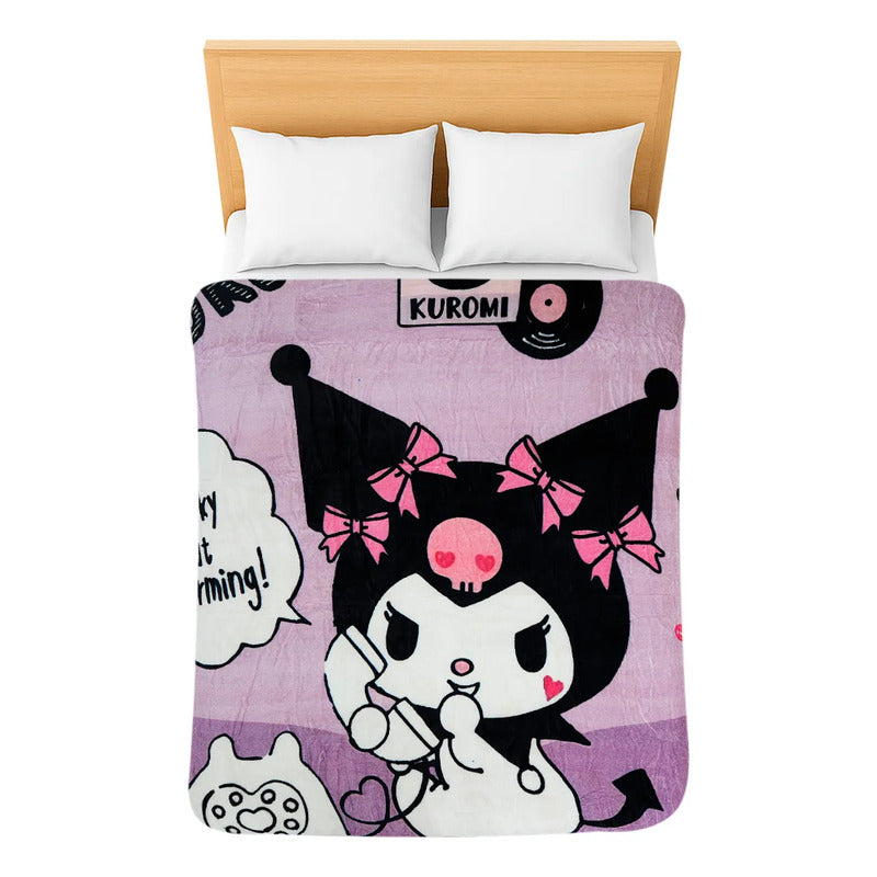 Cobertor Ligero Super Suave Matrimonial Diseños Providencia® Kuromi 850 G Multicolor