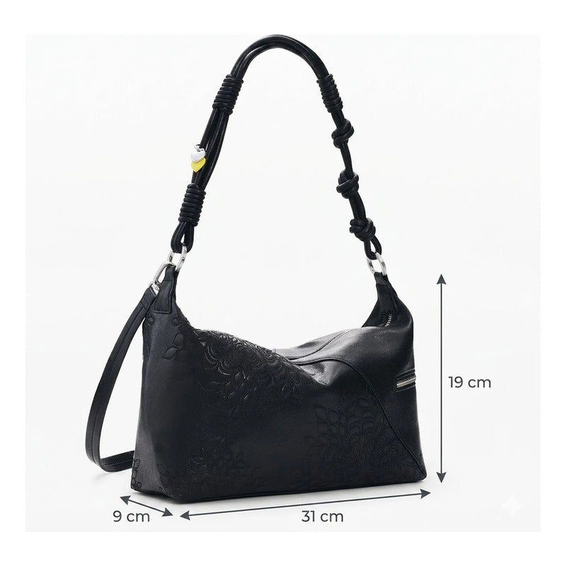 Bolso Para Mujer Con Bordado Mod.26saxp Marca Desigual® Negro Bordado Níquel
