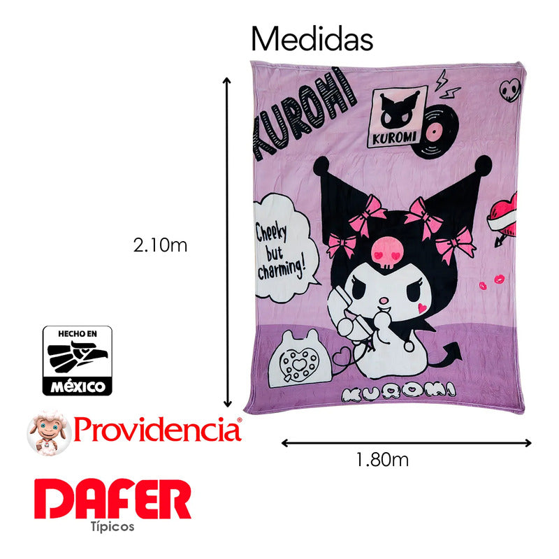 Cobertor Ligero Super Suave Matrimonial Diseños Providencia® Kuromi 850 G Multicolor