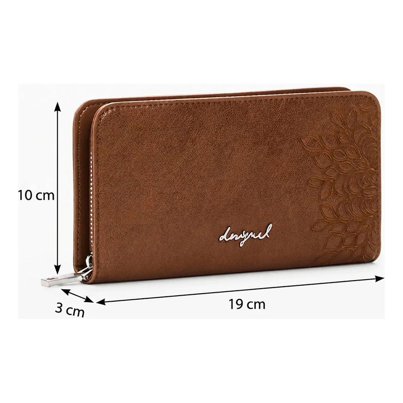 Cartera Mediana Con Bordado 26sayp2 Marca Desigual® Marrón Floreado